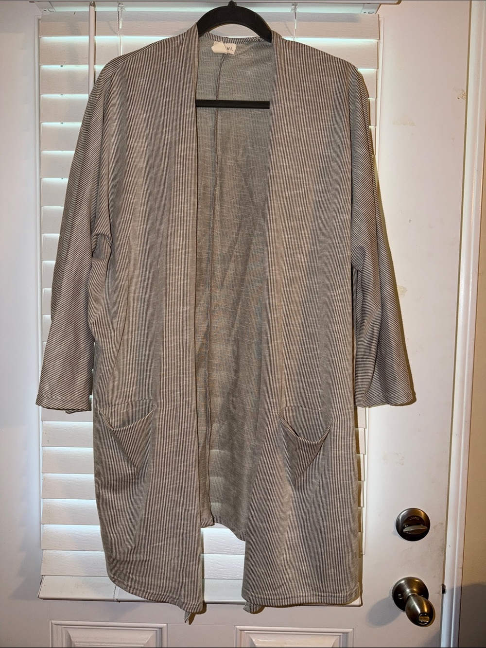 DONNI. Light Gray Open-Front Ribbed Cardigan